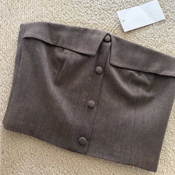 NWT Zara Herringbone Bustier Corset Tube Top - Picture 11 of 13